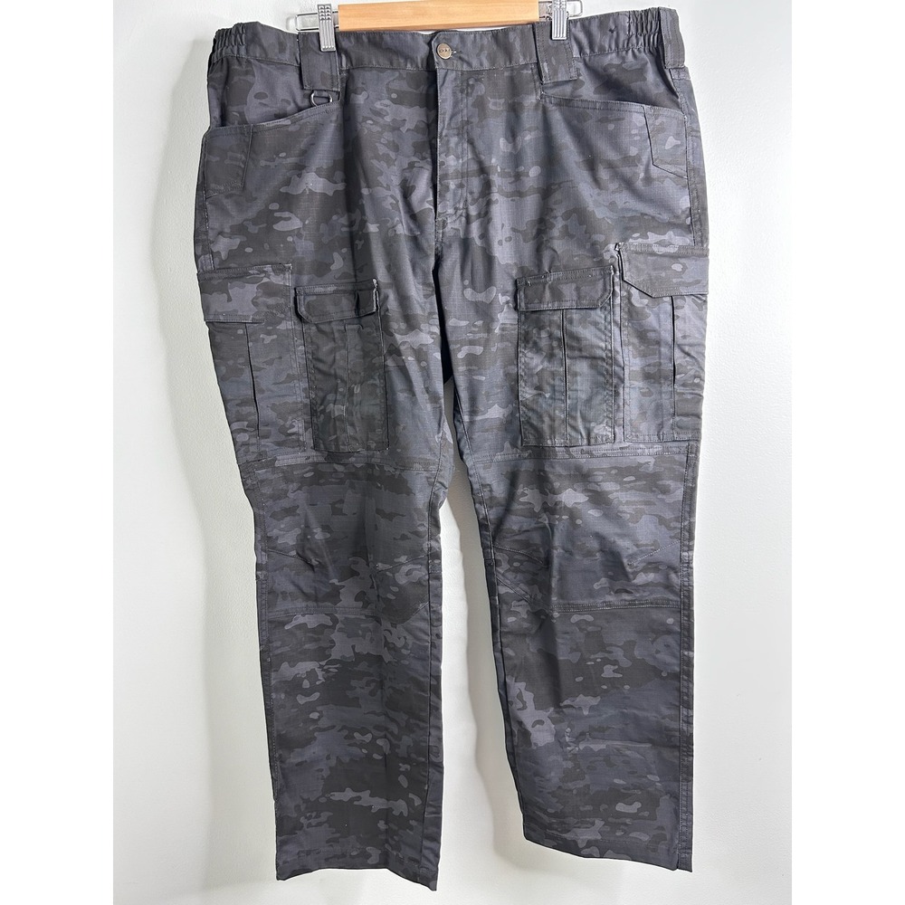 CQR Mens Tactical Cargo Pants 42W 30L Multicam Black Camo Ripstop Work Trousers